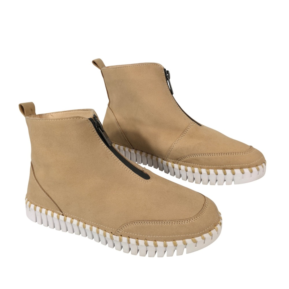 Ilse Jacobsen Tulip Ankle Boot Women 39 8.5-9 Tan Suede Fleece Lined Scandi Girl
